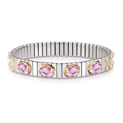 EXTENSION bracelet (M) in stainless steel with 18k gold and faceted Cubic Zirconia (003_PINK)