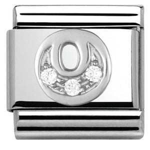 330301/15 Classic LETTER O S/steel. Cub. zirc,925 silver