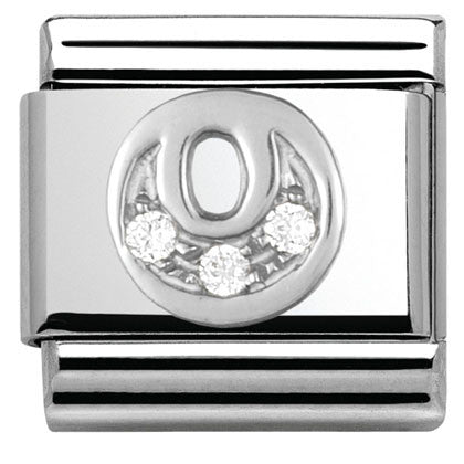 330301/15 Classic LETTER O S/steel. Cub. zirc,925 silver