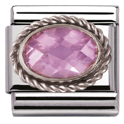 330604/003 Classic FACETED CZ  Pink ,S/steel,silver,
