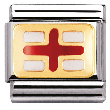 030234/08 Classic FLAG,S/steel,enamel,bonded yellow gold ENGLAND