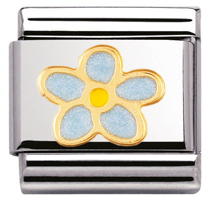 030214/44 Classic S/Steel,enamel,bonded yellow gold Forget-me-nots