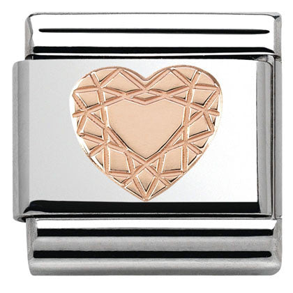 430104/19 Classic,S/Steel,Bonded Rose Gold Diamond heart