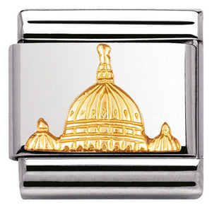 030123/18 Classic RELIEF MONUMETS S/Steel,bonded yellow gold St. Peter s Dome (Italy)