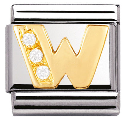 030301/23 Classic LETTER W S/Steel,Bonded Yellow Gold, CZ