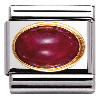 030504/10 Classic OVAL SEMIPRECIOUS STONES,S/Steel,Bonded Yellow Gold,RUBY