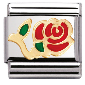 030214/01 Classic,S/steel,enamel,bonded yellow gold RED Rose