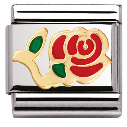 030214/01 Classic,S/steel,enamel,bonded yellow gold RED Rose