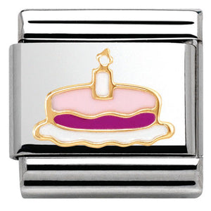 030285/05 Classic MADAME MONSIEUR and steel and bonded yellow gold sm Cake with candle