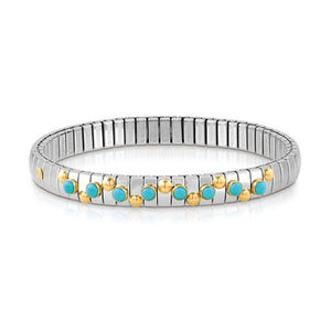 EXTENSION bracelet in stainless steel with 18K gold and small stones (003_TURQUOISE)