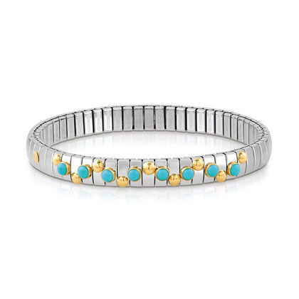 EXTENSION bracelet in stainless steel with 18K gold and small stones (003_TURQUOISE)