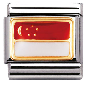 030236/03 Classic in steel with enamel and bonded yellow gold SINGAPORE
