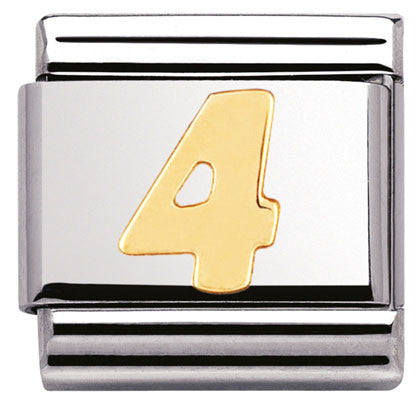 030102/04 Classic NUMBER 4, S/Steel,Bonded Yellow Gold