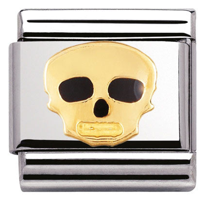 030216/08 Classic S/Steel,enamel,bonded yellow gold Skull