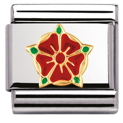 030250/10 Classic U.K stainless steel,enamel,bonded yellow gold Red Rose of Lancashire