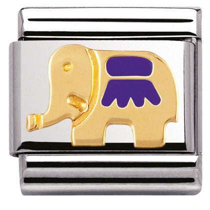 030212/26 Classic,S/steel, enamel, bonded yellow gold PURPLE elephant