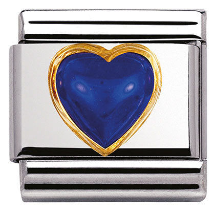 030501/09 Classic STONES HEARTS,S/Steel,Bonded Yellow Gold  LAPIS