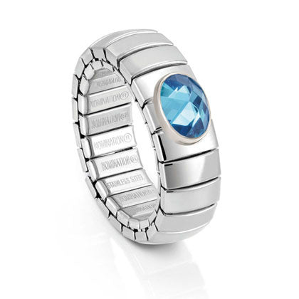 XTE Ring stainless steel? sterling silver and FACETED stone ring 006 LIGHT BLUE