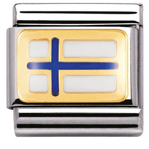 030234/04 Classic FLAG,s.steel, enamel, bonded yellow gold FINLAND