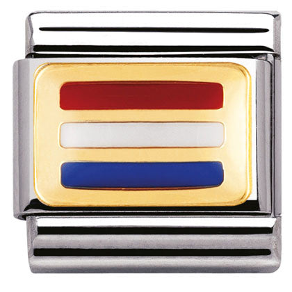 030234/12 Classic  FLAG,S/Steel,enamel,bonded yellow gold HOLLAND