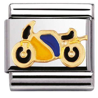 030203/40 Classic Sport,S/Steel, enamel ,bonded yellow gold motorbike