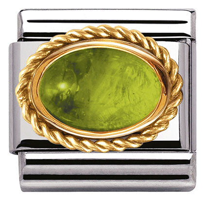 030508/05 Classic SEMIPRECIOUS STONES,S/Steel, Bonded Yellow Gold setting,PERIDOT