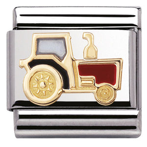 030210/22 Classic s/steel ,enamel, bonded yellow gold Tractor
