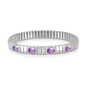 XTE stainless steel? sterling silver and 4 gemstones bracelet (GDR) (002_AMETHYST)