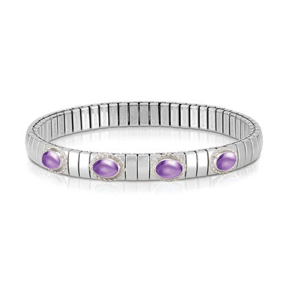 XTE stainless steel? sterling silver and 4 gemstones bracelet (GDR) (002_AMETHYST)