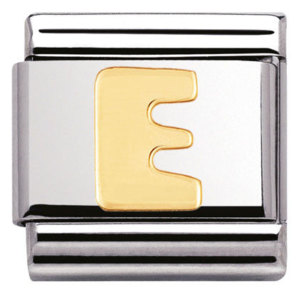 030101/05 Classic LETTER,S/Steel,Bonded Yellow Gold Letter  E