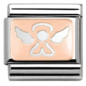 430101/14 Classic PLATES,S/steel,Bonded Rose Gold Angel