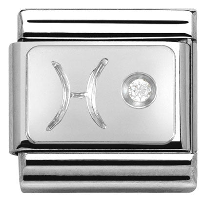 330302/12 Classic ZODIAC S/steel,CZ,925 silver Pisces