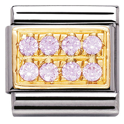 030314/06 Classic PAVE.S/steel,Bonded Yellow Gold,CZ,Pink CZ