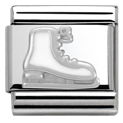 330204/04 Classic CHRISTMAS S/Steel,enamel,Silver 925 White Ice skate
