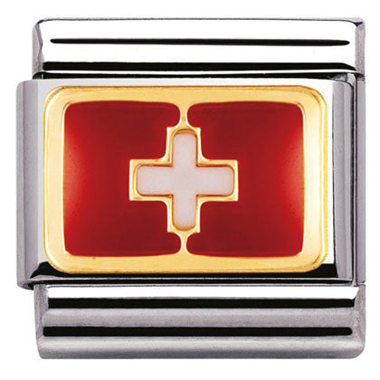 030234/09 Classic  FLAG in S/steel,enamel,bonded yellow gold SWITZERLAND