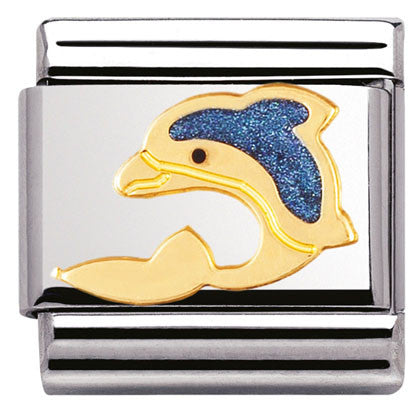 030213/01 Classic,S/steel,enamel,bonded yellow gold Dolphin