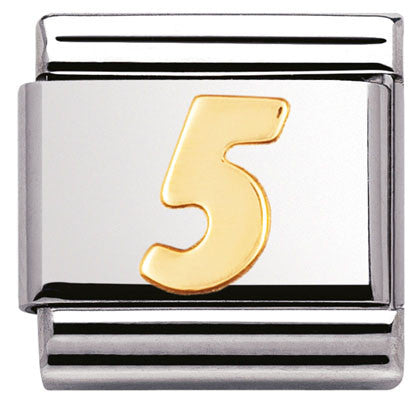 030102/05 Classic NUMBER 5,S/Steel,Bonded Yellow Gold
