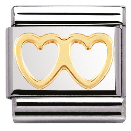 030116/03 Classic  S/steel,bonded yellow gold Double Heart