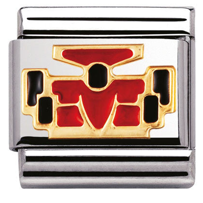 030203/23 Classic SPORTS,S/Steel,enamel,bonded yellow gold  Red Racing Car