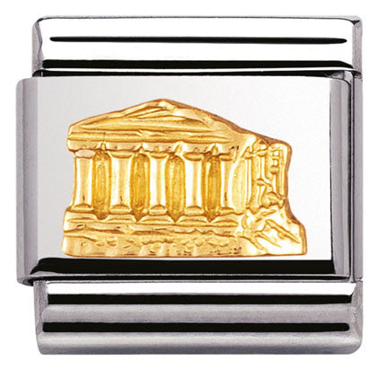 030123/02  Classic RELIEF MONUMENTS,S./steel,bonded yellowgold Parthenon