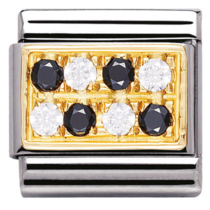 030314/11Classic PAVE,S/Steel,Bonded Yellow Gold,CZ, BLACK and WHITE