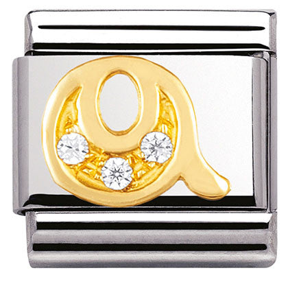 030301/17 Classic LETTER Q ,S/Steel,Bonded Yellow Gold,CZ