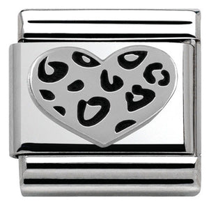 330101/05 Classic OXIDIZED,S/Steel,sterling silver Leopard heart