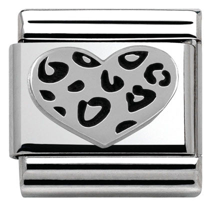 330101/05 Classic OXIDIZED,S/Steel,sterling silver Leopard heart