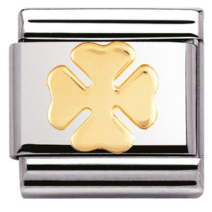 030115/06 Classic,S/steel,bonded yellow gold Four-leaf clover