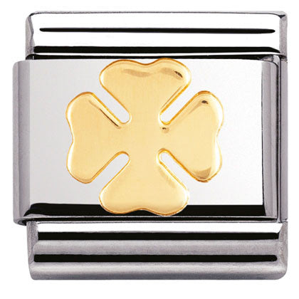030115/06 Classic,S/steel,bonded yellow gold Four-leaf clover