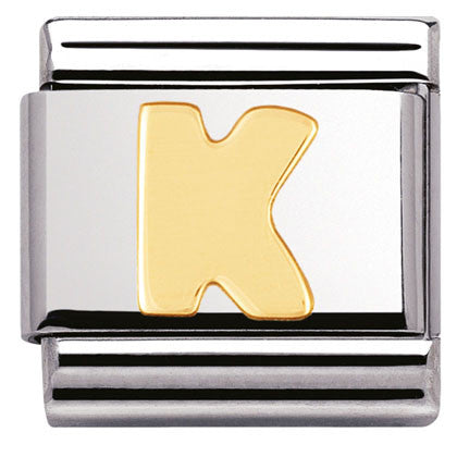030101/11 Classic LETTER,S/Steel,Bonded Yellow Gold Letter  K