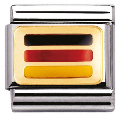 030234/14 Classic FLAG,S/steel,enamel,bonded yellow gold GERMANY