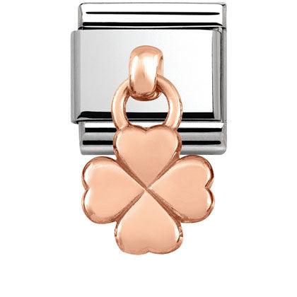 431800/02  Classic CHARMS in stainless steel, 9K rose gold Four Leaf Clover CZ