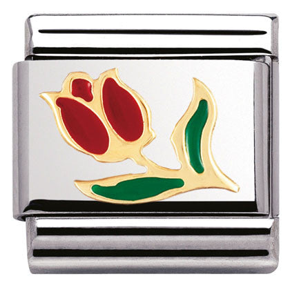 030214/10 Classic,S/Steel,enamel,bonded yellow gold Tulip